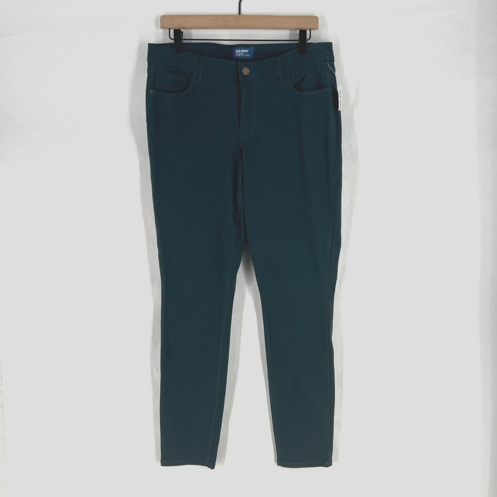 Old Navy Rockstar‎ Jeans Womens 12 Green Brushed Twill Stretch Mid Rise Skinny